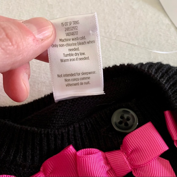 Gymboree Black Cardigan with Pink Bows NWT - Picture 4 of 5